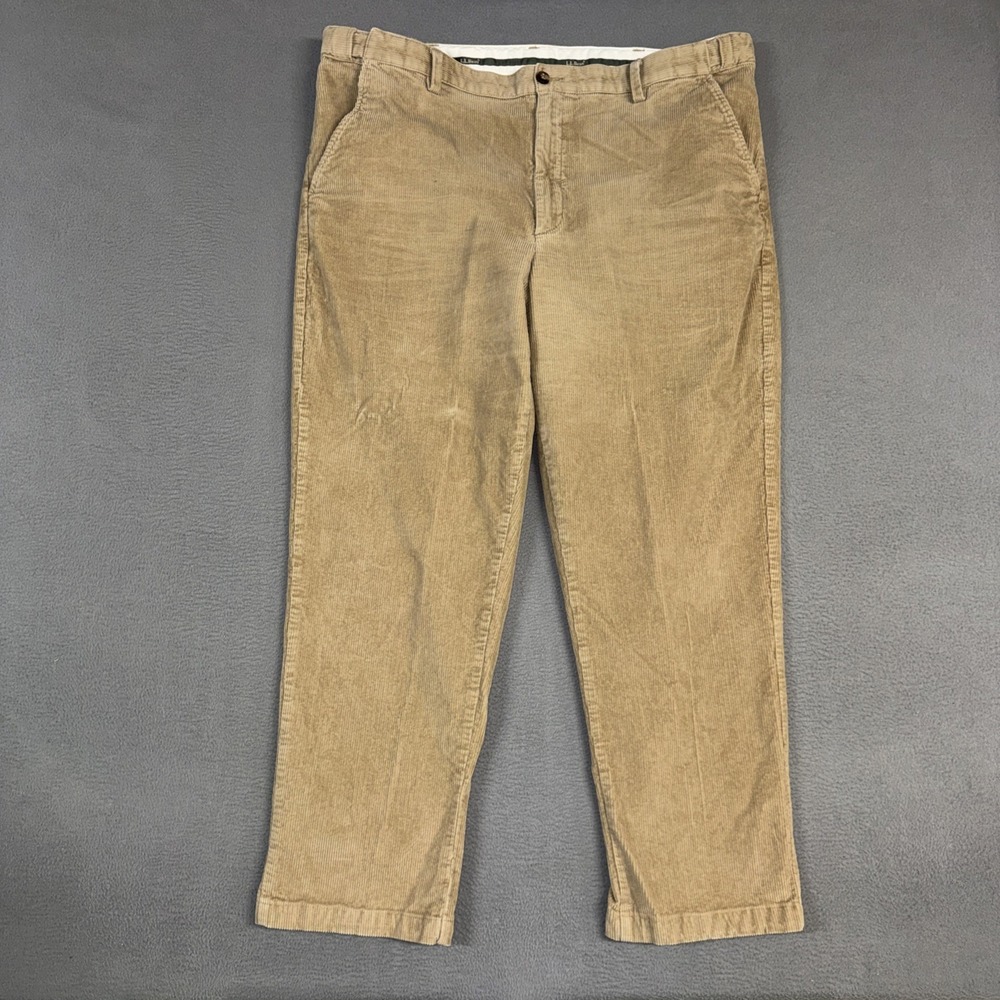 LL Bean Pants Mens 42x34 (Fits 42x30) Brown Straight Corduroy Comfort Waist